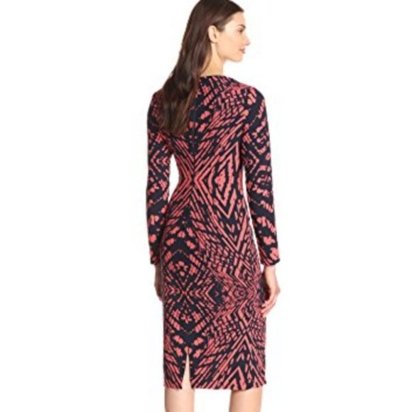 Maggy London Tie Dye Printed Crepe Midi Dress Sz 2 - Picture 4 of 13